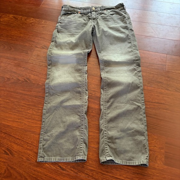 True Religion Other - True Religion Ricky Corduroy Pants Mens 33 Grey Straight Leg Flap Pocket Buddha